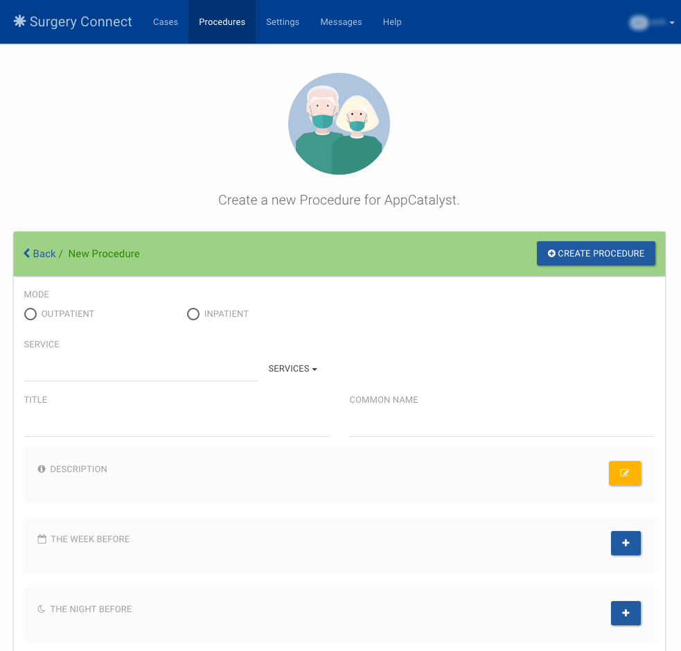 New Procedure Screen