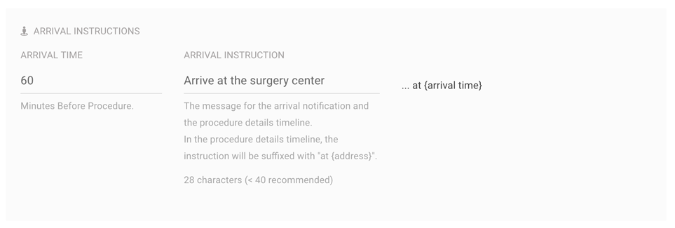 Setting Arrival Instructions